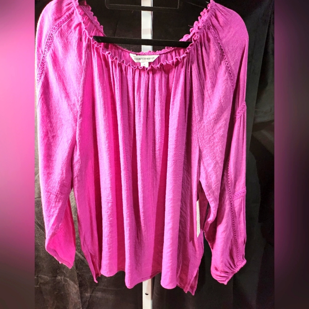 Counterparts Pink Off-the-Shoulder Lace Blouse – Romantic & Versatile - Picture 2 of 13